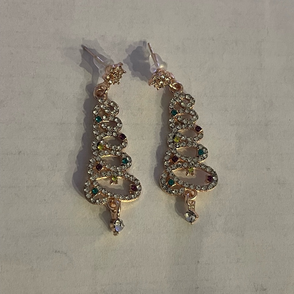 Golden Christmas Tree Earrings
